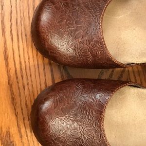 Dansko Mary Janes tooled leather.